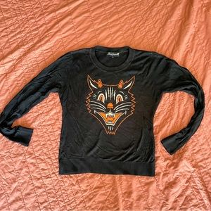 sourpuss black cat halloween spooky sweater